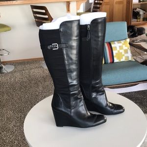 Franco Sarto wedge heel black boots